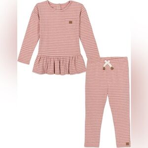 Calvin Klein BNWT Striped Baby Top and Pants Set, Pink/White, Size 0-3 Months.